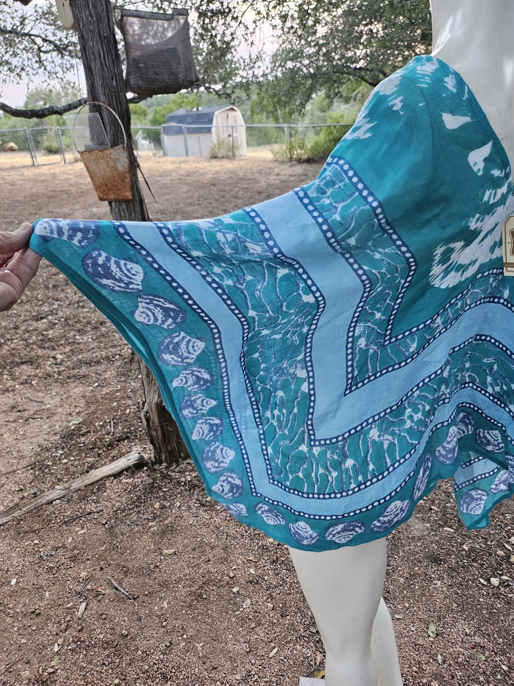 New W Tag Mud Pie Turquoise Blue V-Neck Sea Breeze Poncho Linen Swim Cover-Up OS - Picture 5 of 10